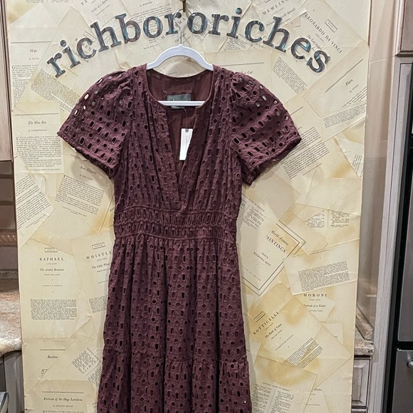 Anthropologie The Somerset Maxi Dress Eyelet Edition Tiered Smocked Waist - Picture 7 of 8